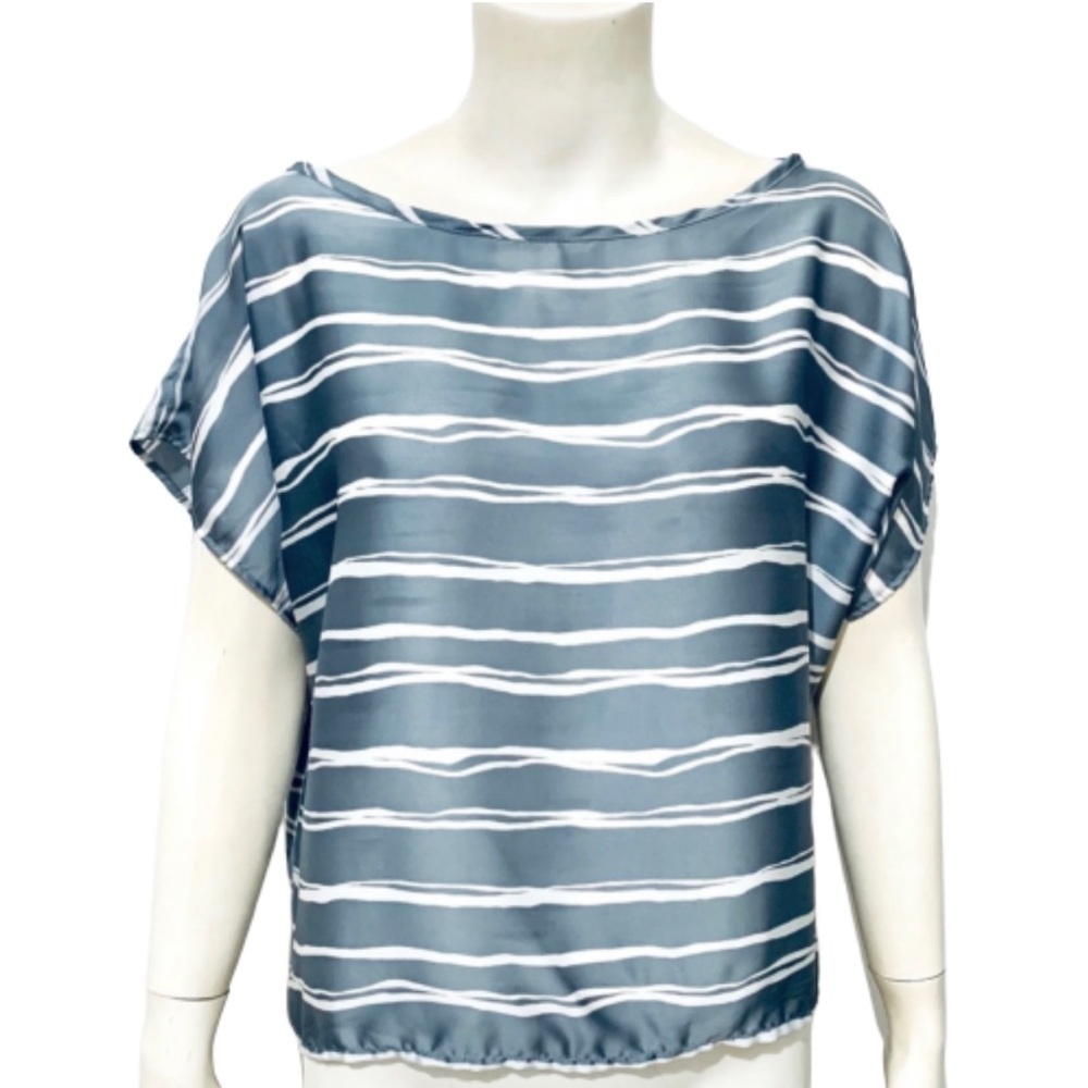 ADORO | Women’s Cropped Silky Striped Blouse L